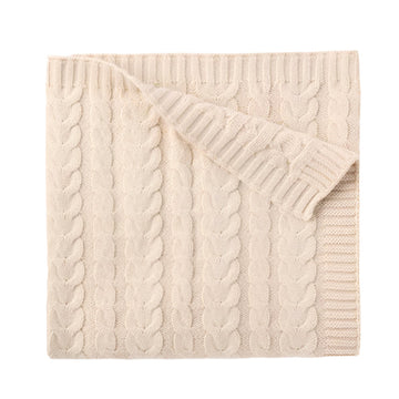 Cable Knit Baby Blanket - Wheat
