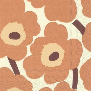 Cream + Terracotta Mini Unikko Napkin by Marimekko - 2 sizes