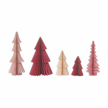 Multi Colour Folding Honeycomb Tree - set of 5