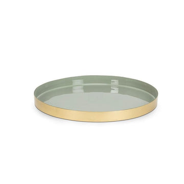 Sage Round Enamel Tray