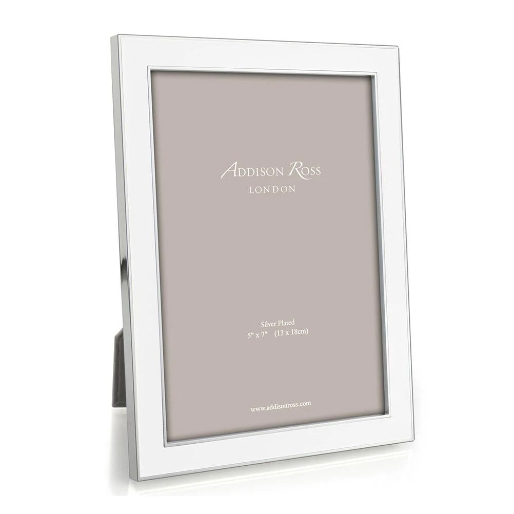 White Enamel Silver Trim Picture Frame by Addison Ross - 3 sizes
