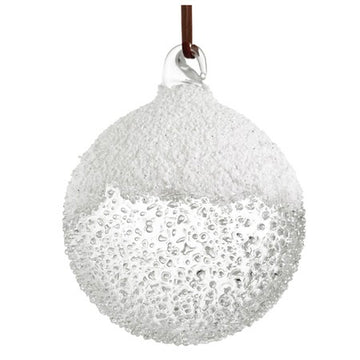 Clear Glass Snowy Ornament