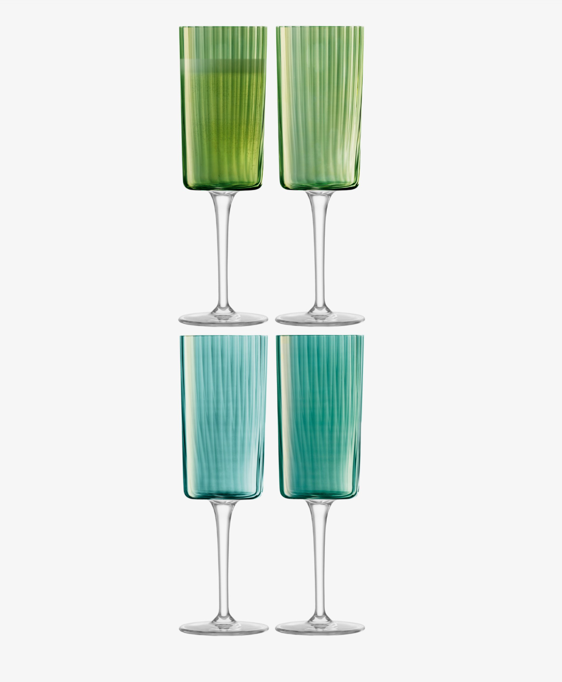 Gems Flute Glass Assorted Jade - set of 4