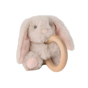 Plush Bunny Wooden Ring Rattle