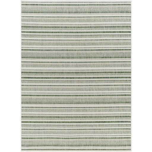 Green Woven Stripes  Indoor / Outdoor Rug