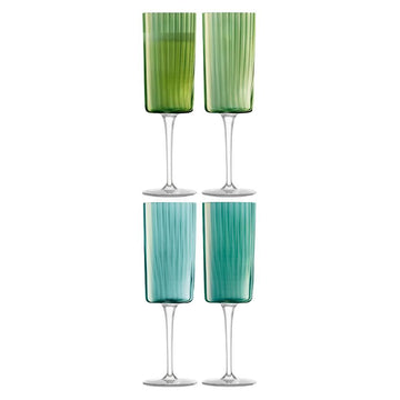 Gems Flute Glass Assorted Jade - set of 4
