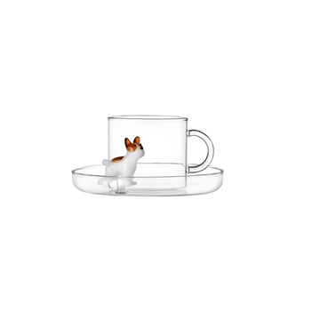 French Bull Dog Tea Cup + Saucer by Ichendorf