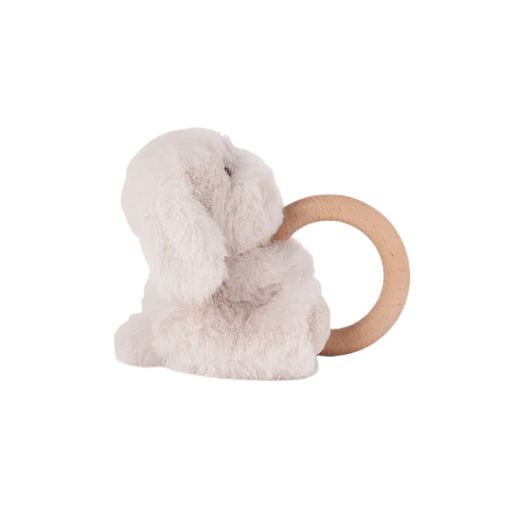 Plush Puppy Wooden Ring Rattle