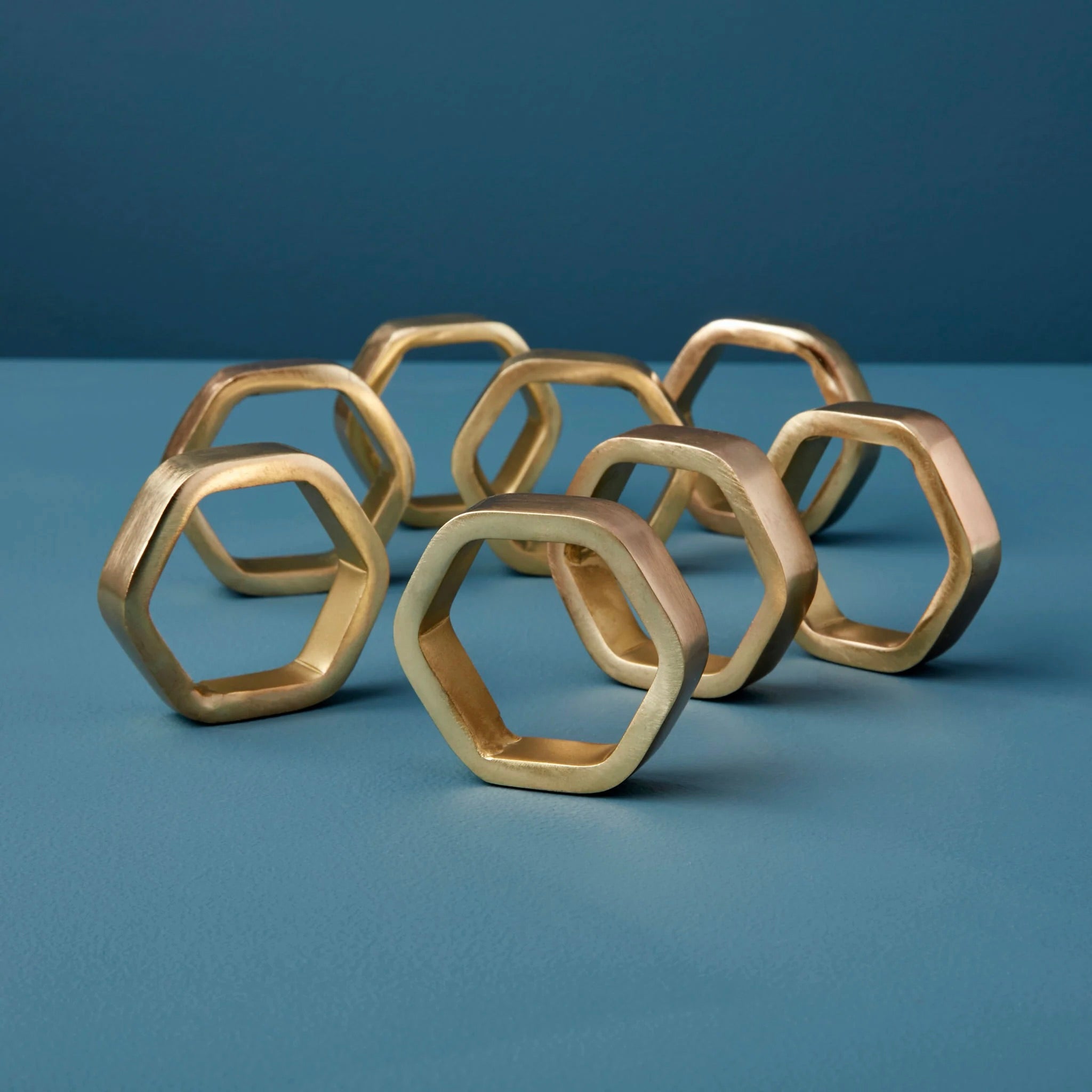 Gold Hexagon Napkin Ring - set of 2
