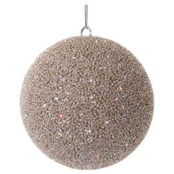 Champagne Glitter Bead Ball Ornament - 2 sizes
