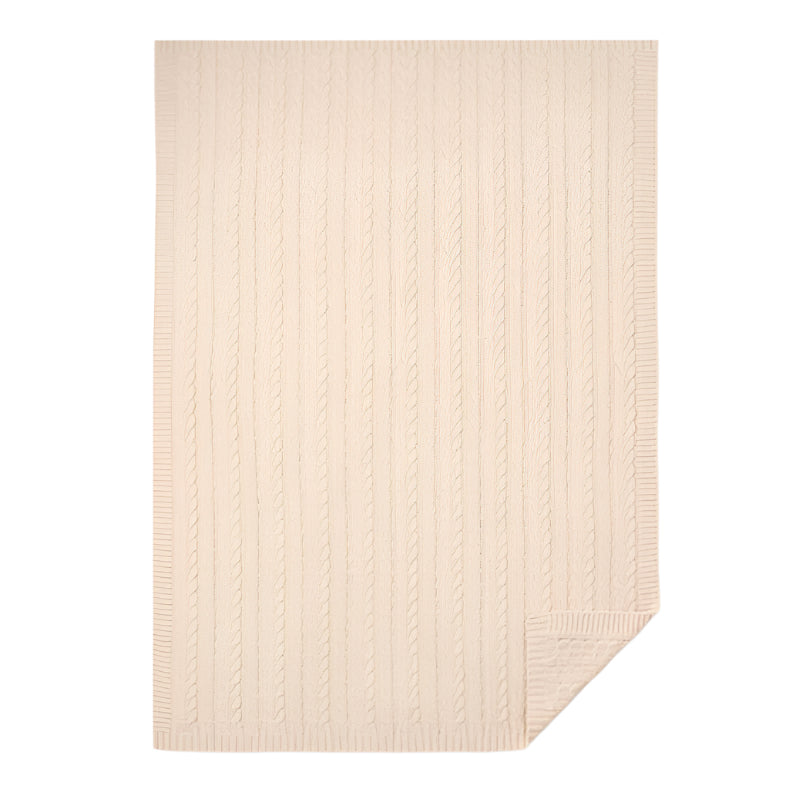 Cable Knit Baby Blanket - Wheat