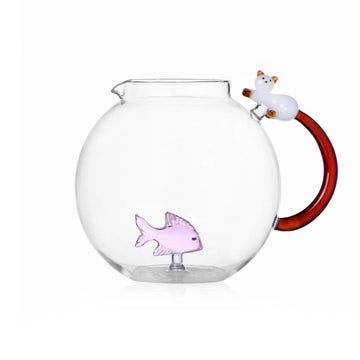 Pink Fish + White Cat with Amber Tail Jug by Ichendorf Milano