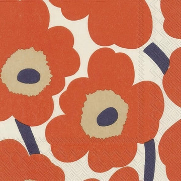Cream + Red Mini Unikko Napkin by Marimekko - 2 sizes