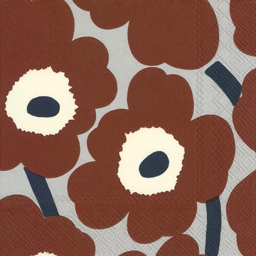 Brown + Gray Unikko Beverage Napkin by Marimekko