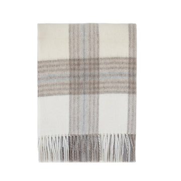 Ivory, Taupe, Tan + Light Grey Plaid Stonehaven Throw