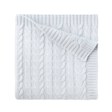 Cable Knit Baby Blanket - Pale Blue