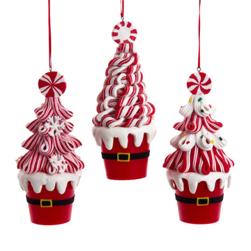 Candy Swirl Tree Santa Bucket Ornament - Various Styles