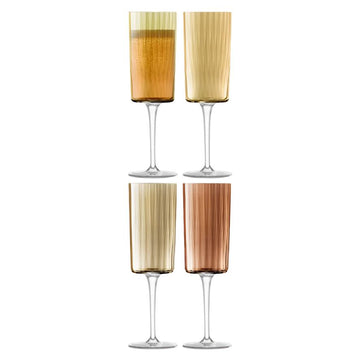 Gems Flute Glass Assorted Amber- set of 4