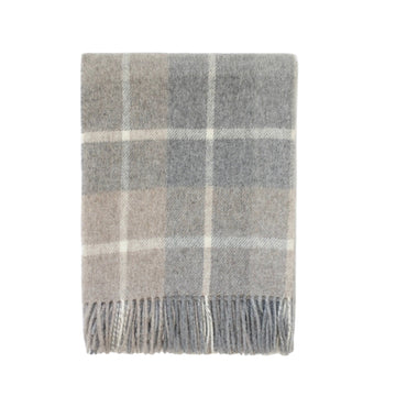 Ivory, Tan, Medium Grey, Light Grey, + Ivory Plaid Inverness Throw