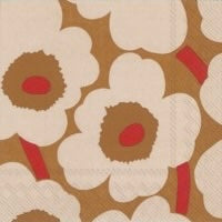 Dark Cream + Red Unikko Lunch Napkin by Marimekko