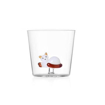 Lying White Cat with Amber Tail Tumbler - by Ichendorf Milano