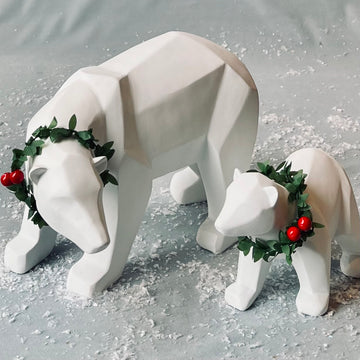 Carved Angle Polar Bear Sculpture