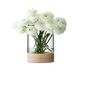 Lotta Glass Vase/Hurricane with Ash Base