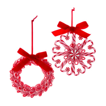 Peppermint Clay Wreath Ornament - Various Styles