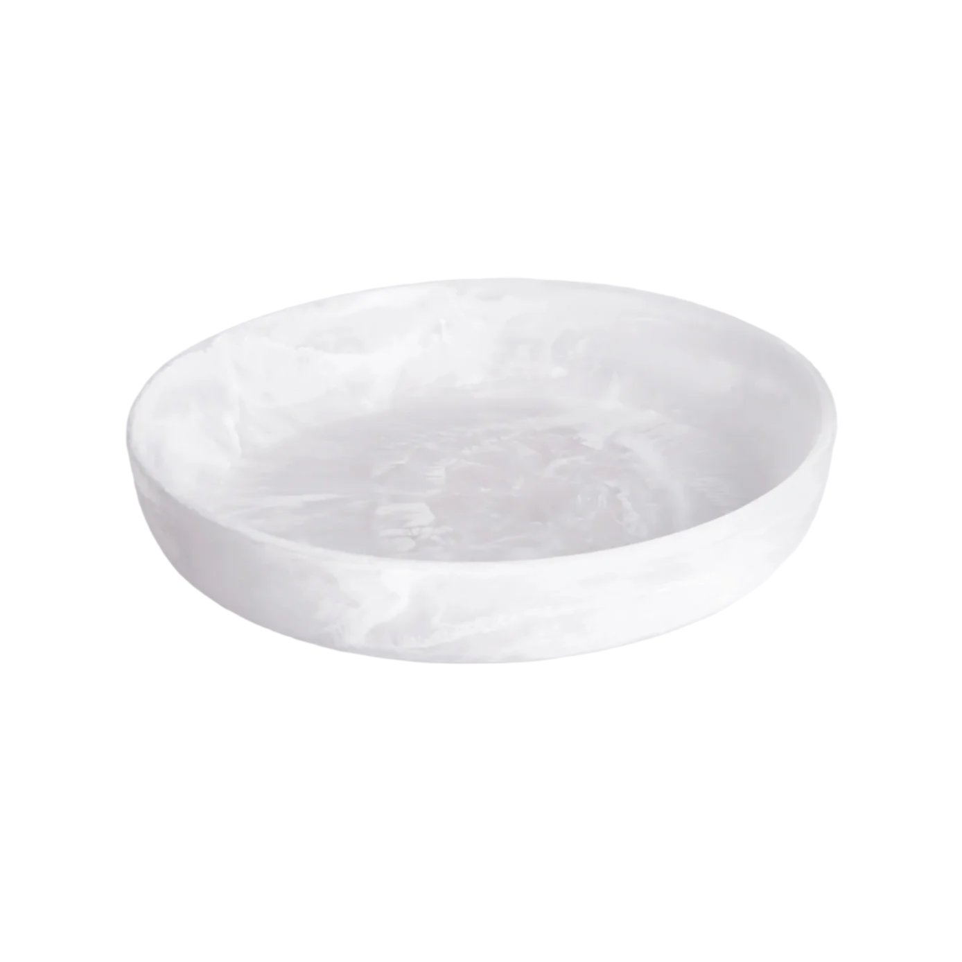 Small Round Resin Platter - White Swirl