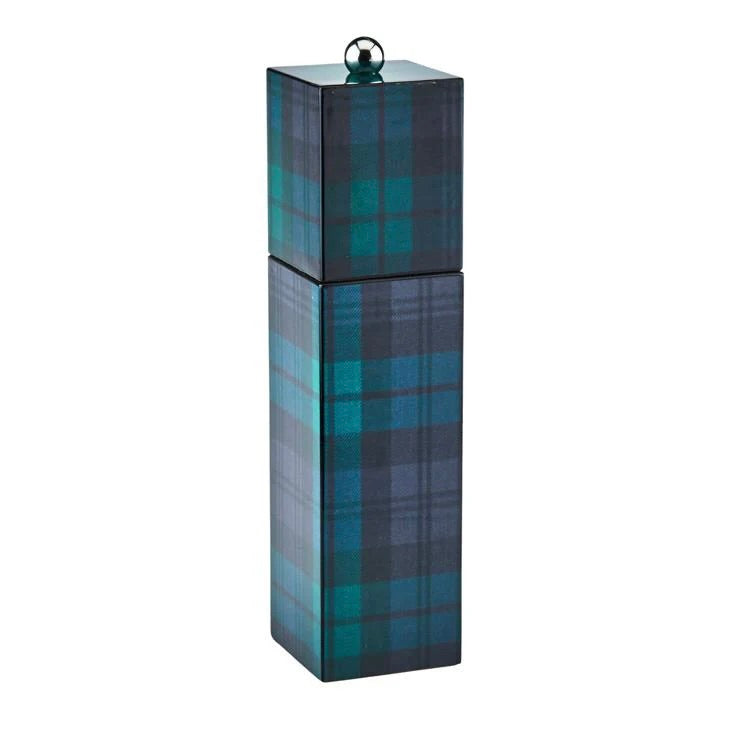 Black Watch Tartan Square Pillar Salt or Pepper Mill by Addison Ross