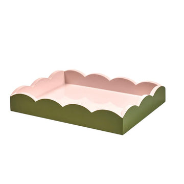 Khaki + Pink Two-Tone Scallop Tray by Addison Ross - Small
