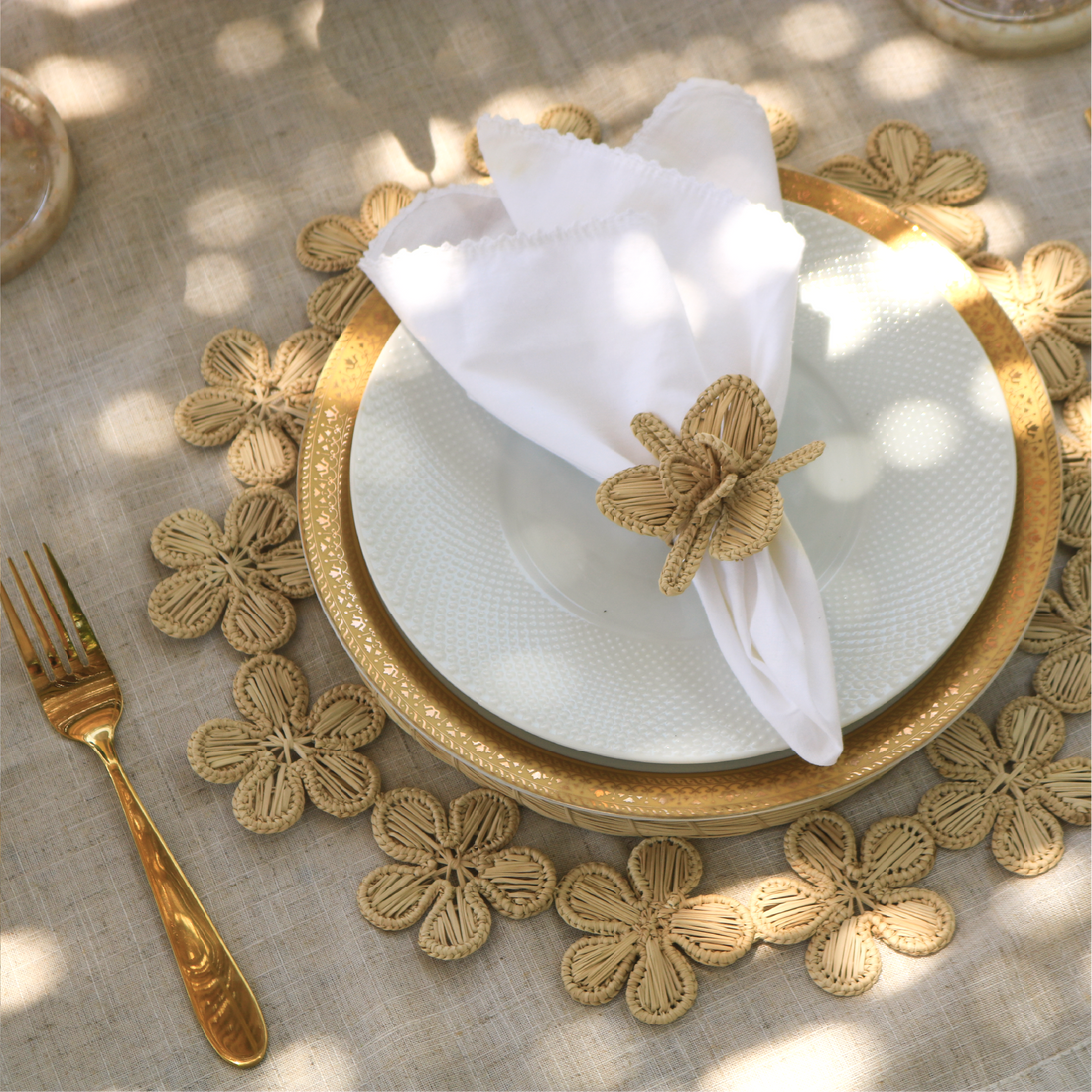 Natural Woven Flower Placemat