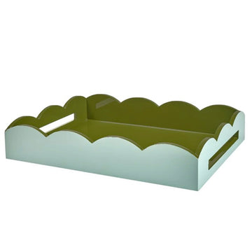 Eau De Nil + Khaki  Two-Tone Scallop Tray by Addison Ross - Large