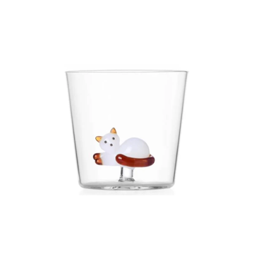 Lying White Cat with Amber Tail Tumbler - by Ichendorf Milano