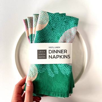 Green Cascade Linen Napkin - set of 4