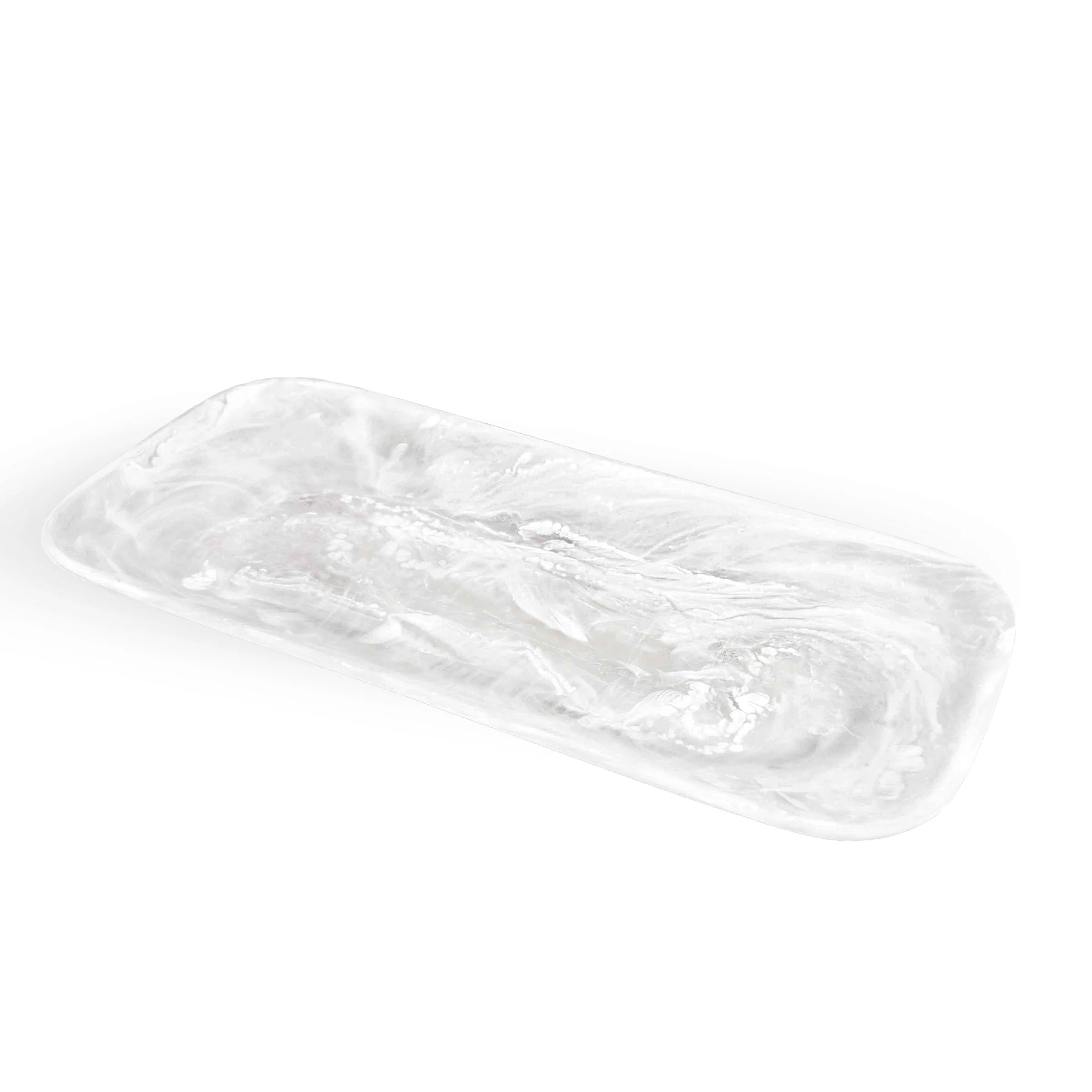 Rectangle Resin Platter - White Swirl