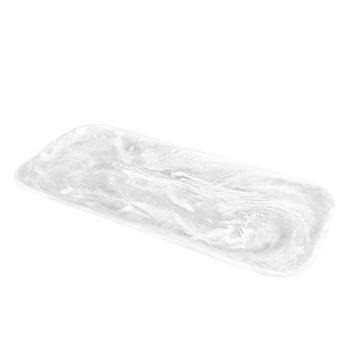 Rectangle Resin Platter - White Swirl