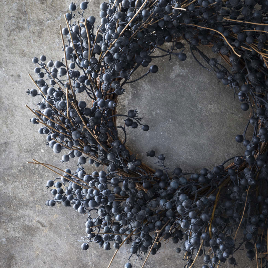 Midnight Artificial Berry Wreath by Abigail Ahern