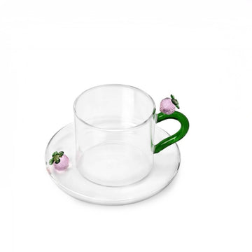 Strawberry Tea Cup + Saucer by Ichendorf