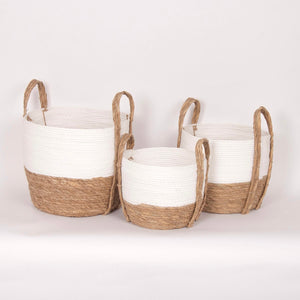 White/Natural Straw Basket - 3 sizes
