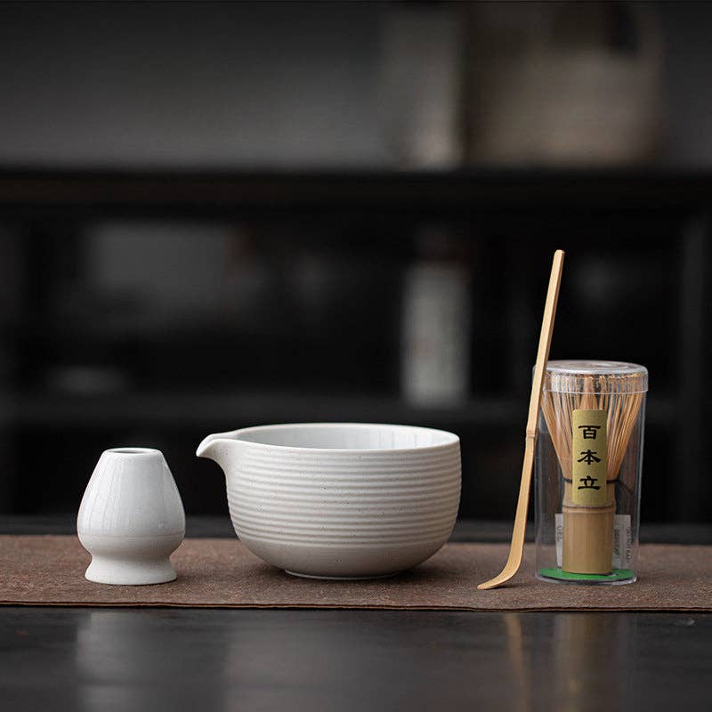Moon White Gohobi Ceramic Matcha Set