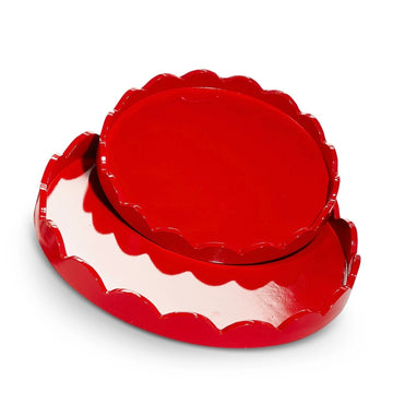 Red Scalloped Round Tray - 2 sizes