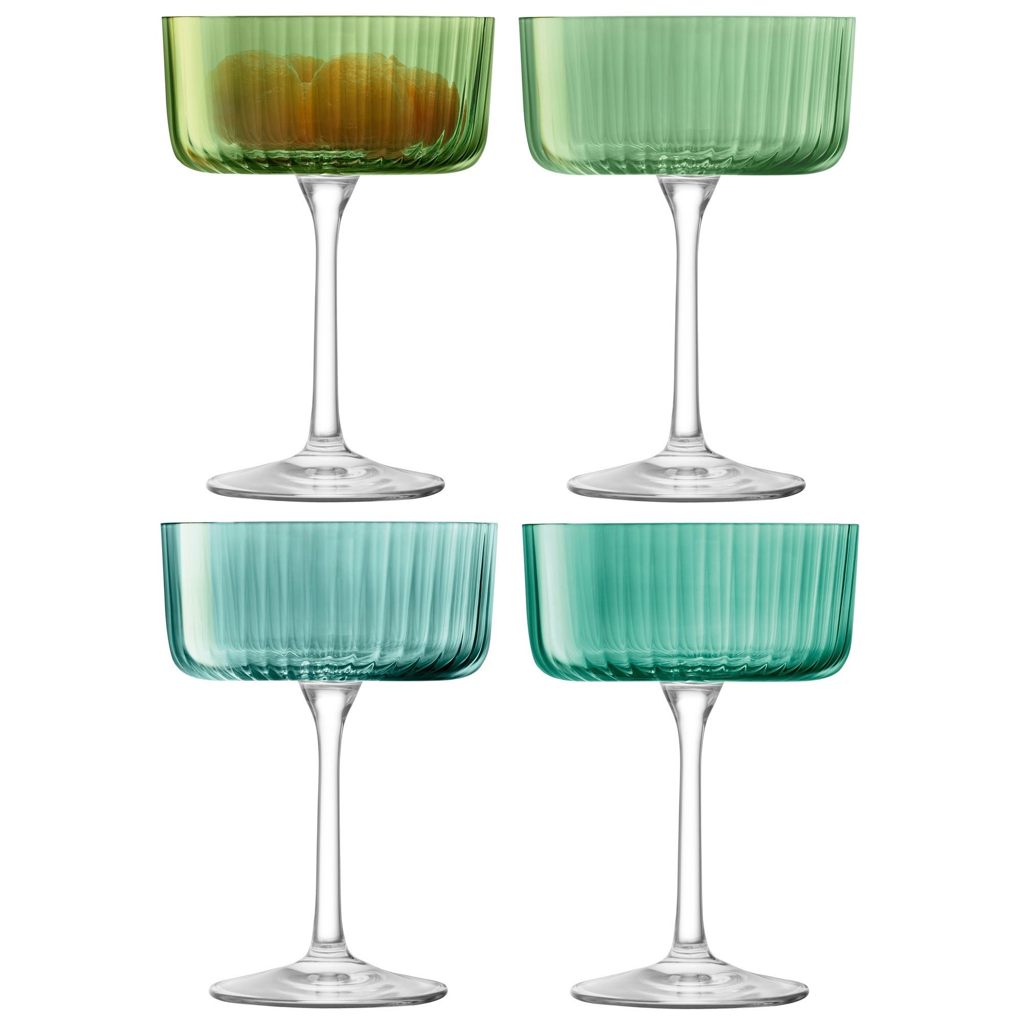 Gems Coupe/Cocktail Glass Assorted Jade - set of 4