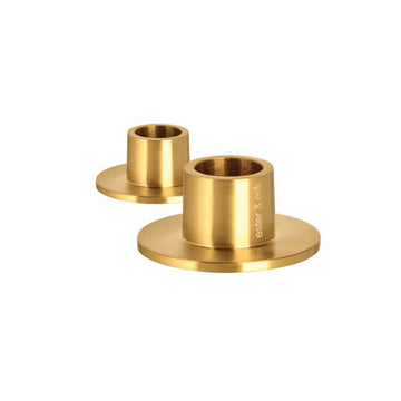 Brushed Gold Taper Candle Holders by Ester + Erik