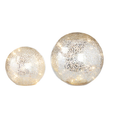 Silver Glass Lighted Balls - 2 sizes