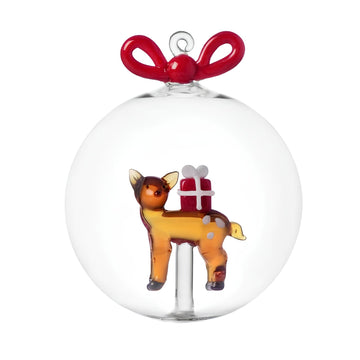 Reindeer with Red Gift Ornament by Ichendorf Milano