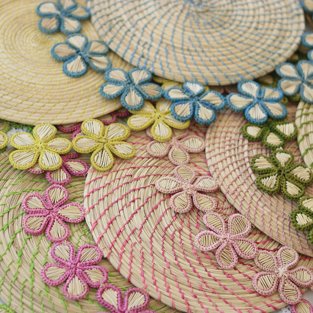 Soft Pink Woven Flower Placemat
