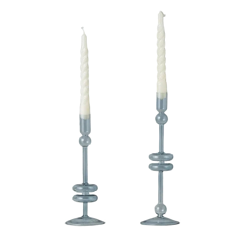 Denim Glass Candlestick - Medium