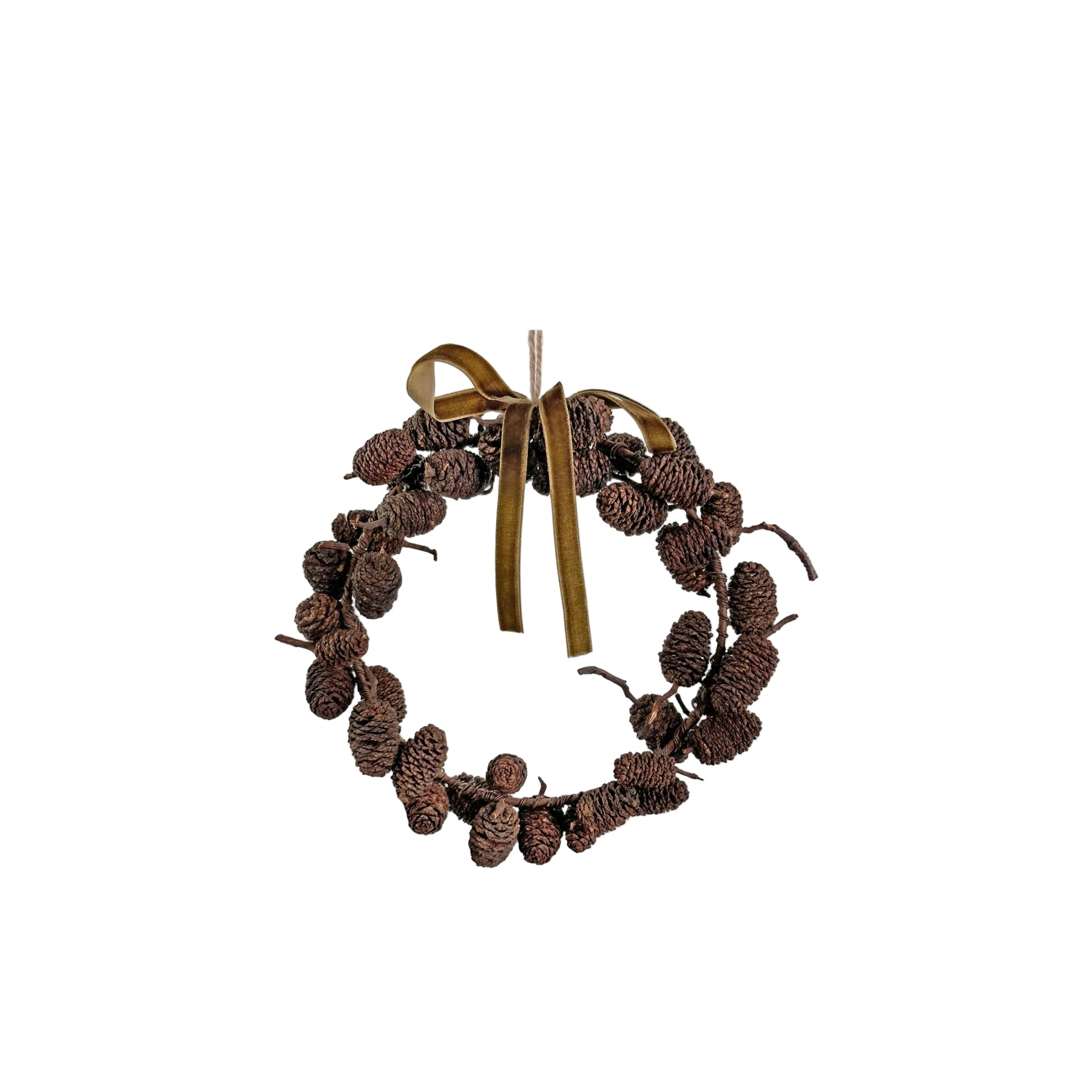 Alder Cone Ring with Velvet Ribbon Ornament