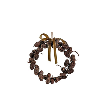 Alder Cone Ring with Velvet Ribbon Ornament